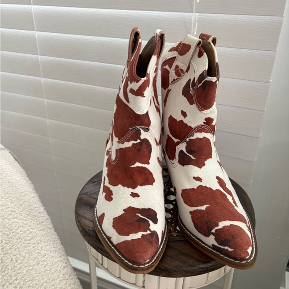 Cow Print Ankle Boots - Picture 1 of 5